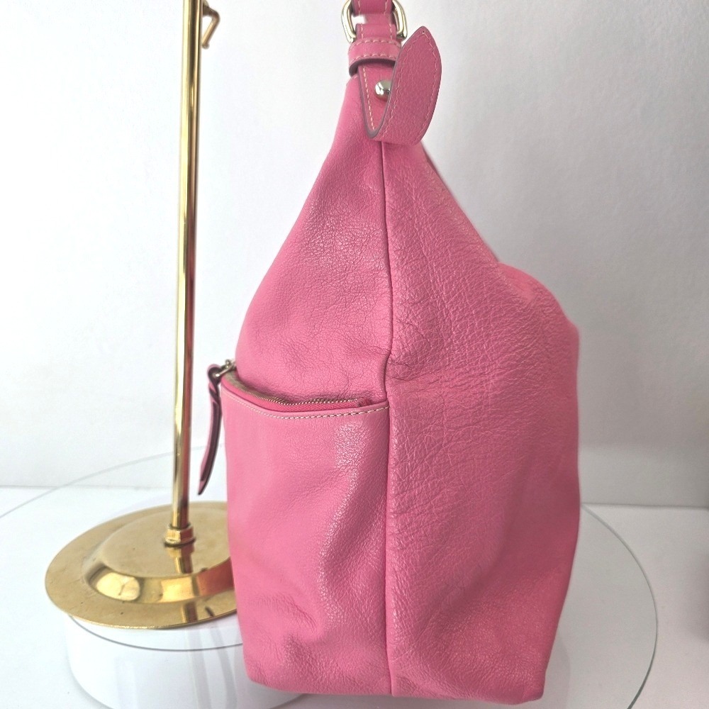 Dooney Bourke Pink Dillen Hobo Bag Pebble Leather Large - Picture 3 of 16